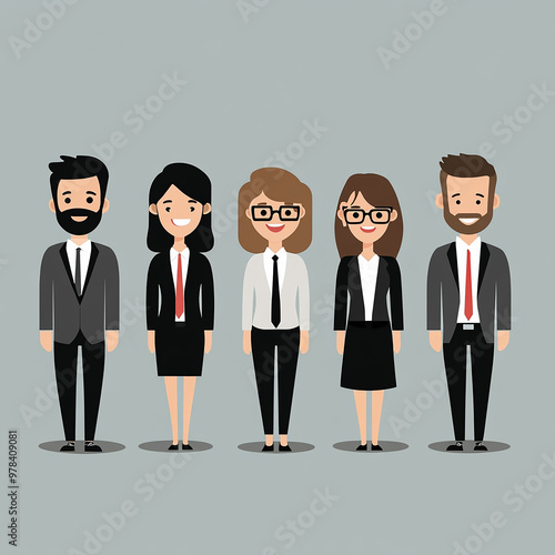 set of business people