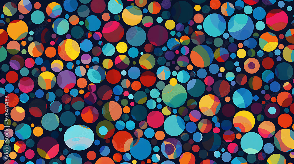 Abstract colorful pattern of circles on a dark background. Abstract colorful pattern of circles on a dark background.
