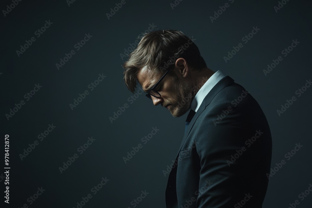 Businessman in a suit is sad and disappointed Businessman in a suit is sad and disappointed