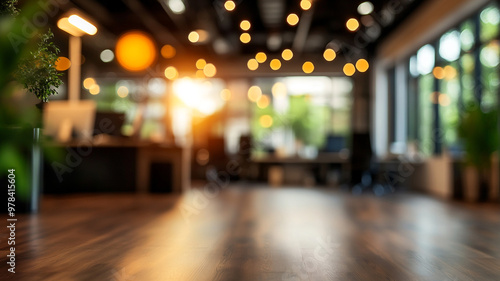 Wallpaper Mural Bright and inviting workspace with warm lighting in modern office during evening hours Torontodigital.ca