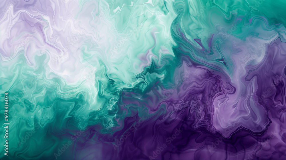 Abstract Swirling Background with Green, Purple, and White Colors Abstract Swirling Background with Green, Purple, and White Colors
