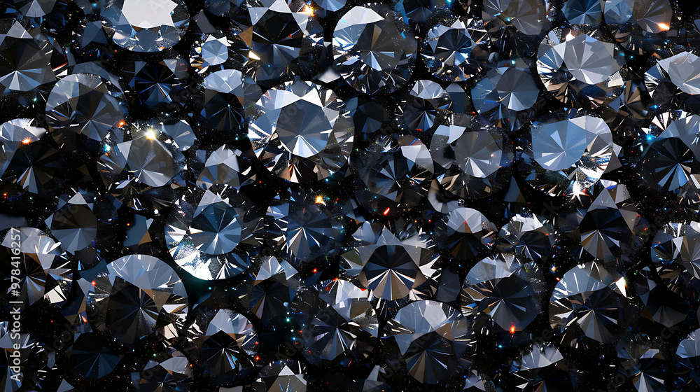 Close-up of sparkling black diamonds. Close-up of sparkling black diamonds.
