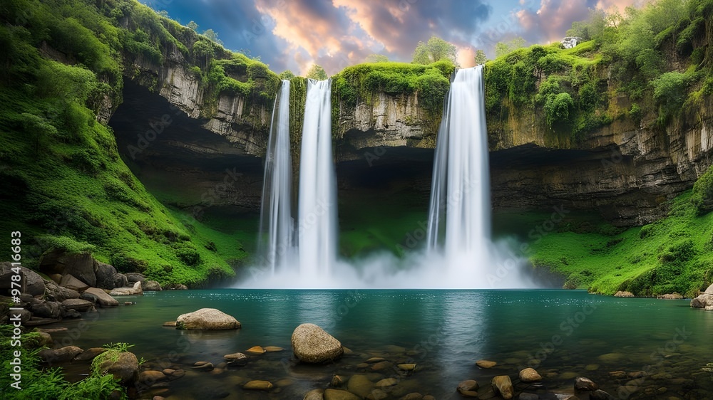 magnificent waterfall deep within the natural world magnificent waterfall deep within the natural world