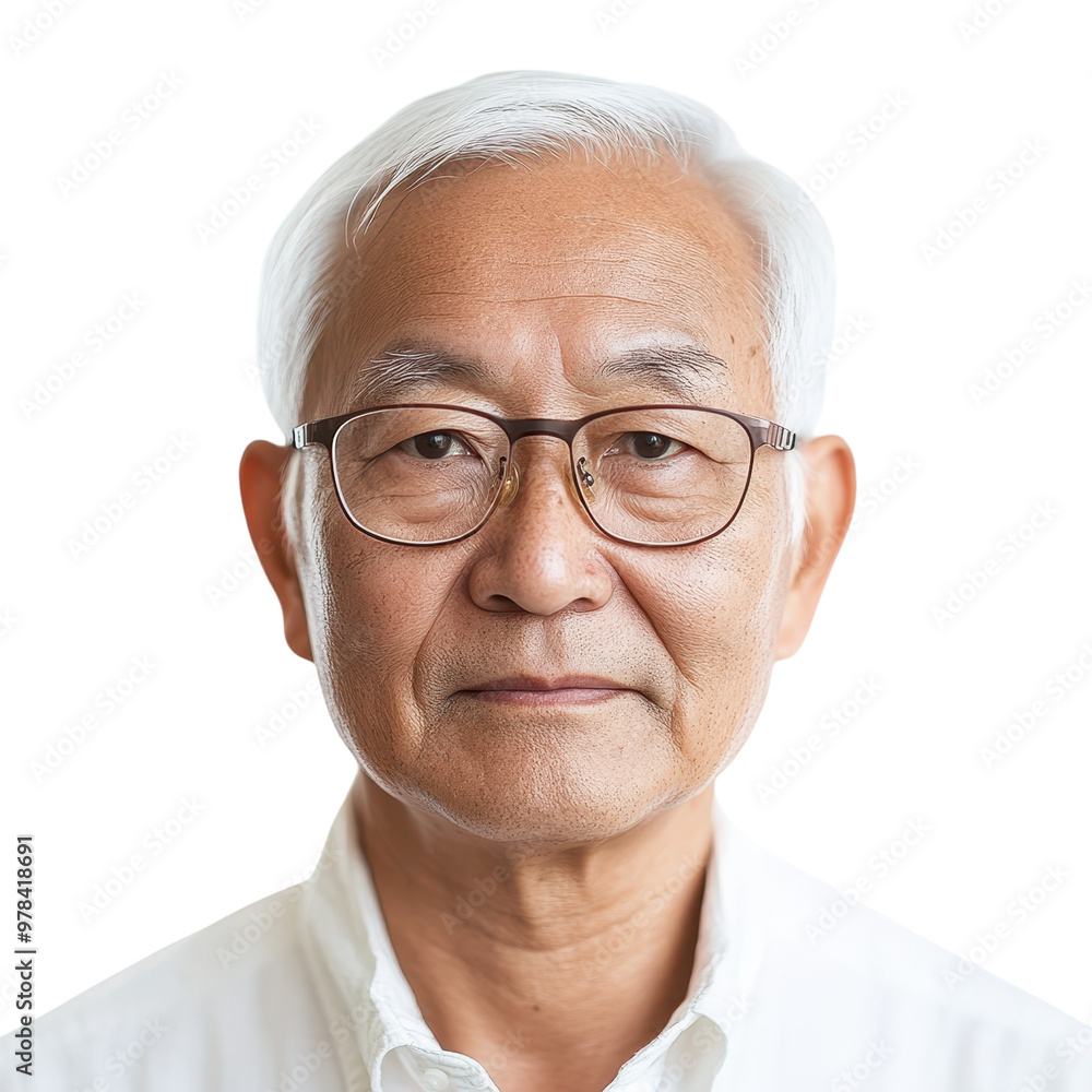 Close up portrait of a confident experienced and thoughtful mature Asian businessman wearing glasses and having white hair He has an aura of authority wisdom and professionalism Close up portrait of a confident experienced and thoughtful mature Asian businessman wearing glasses and having white hair He has an aura of authority wisdom and professionalism
