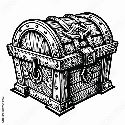 A wooden chest with a metal latch and a metal handle