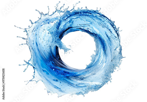 Isolated blue water wave on the white background 

