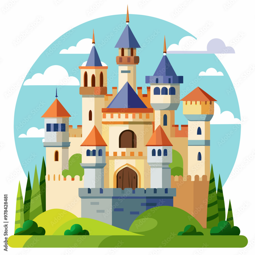 Fototapeta premium vector illustration of medieval castle