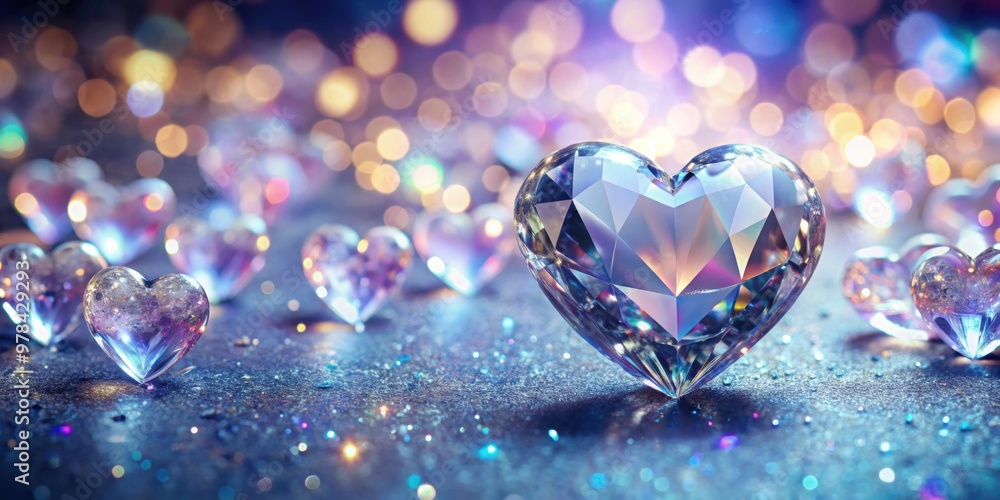 Crystal glass hearts backdrop with gems on shiny surface, creating a dreamy and romantic love wallpaper aesthetic , love, romantic Crystal glass hearts backdrop with gems on shiny surface, creating a dreamy and romantic love wallpaper aesthetic , love, romantic