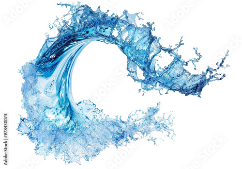 Isolated blue water wave on the white background 
