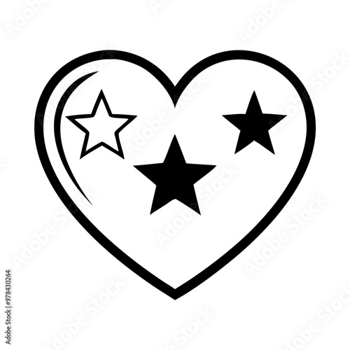 Heart with stars icon for Valentine's Day, symbolizing love and dreams