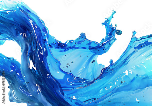Isolated blue water wave on the white background 
