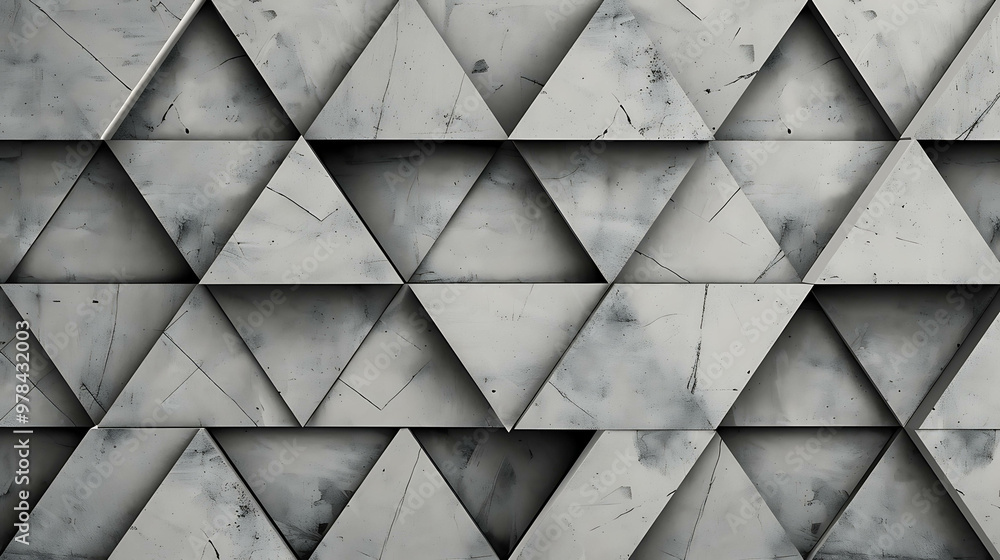 Obraz premium A textured gray background with a repeating pattern of overlapping triangles.