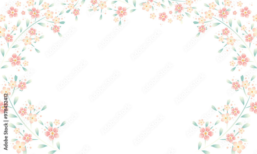 Romantic flower background template with peony rose myrtle flowers Romantic flower background template with peony rose myrtle flowers