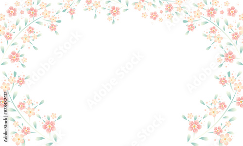 Romantic flower background template with peony rose myrtle flowers