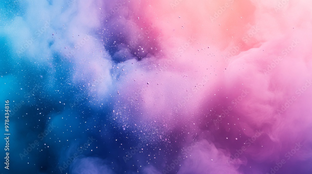 Fototapeta premium Colorful background with abstract watercolor paint splashes and a glitter effect.
