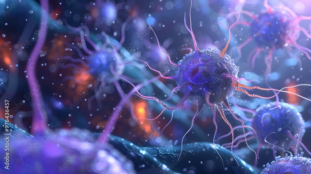 Diseased Cells Under Microscope - High-Detail 3D Visualization Diseased Cells Under Microscope - High-Detail 3D Visualization