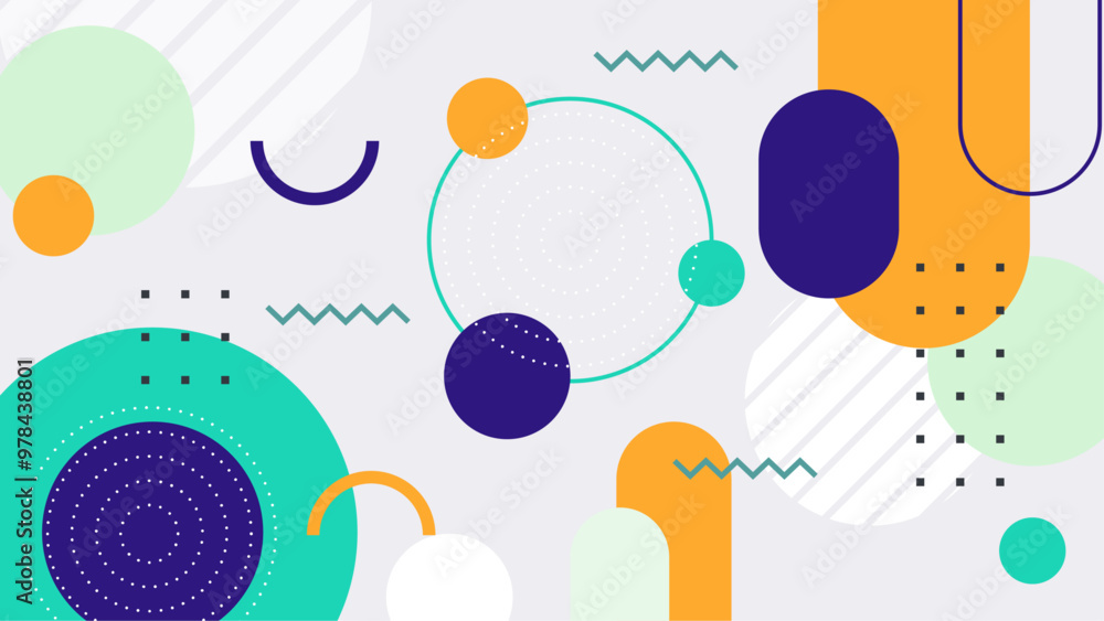 Colorful abstract geometric shapes and patterns on a light background. A vibrant and dynamic abstract background featuring various geometric shapes and patterns in different colors Colorful abstract geometric shapes and patterns on a light background. A vibrant and dynamic abstract background featuring various geometric shapes and patterns in different colors