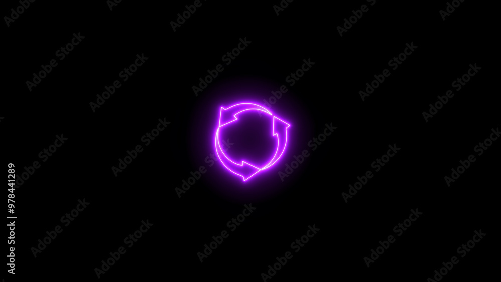 Neon arrow loading icon. Progress Circle glow Design Elements. Download progress on black background. Neon arrow loading icon. Progress Circle glow Design Elements. Download progress on black background.