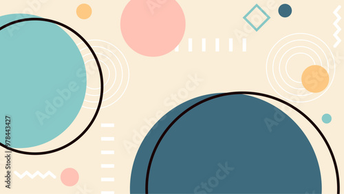 Colorful Abstract Geometric Pattern With Circles and Shapes. Bright abstract art featuring a mix of geometric shapes and circles in pastel colors. Ideal for backgrounds design inspiration