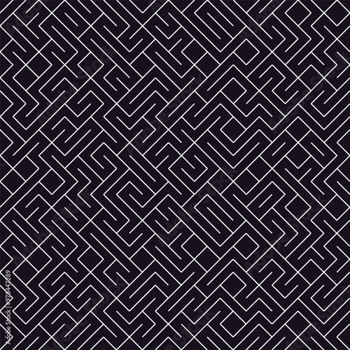 Graphic pattern with lines. Seamless vector background. White and black texture.