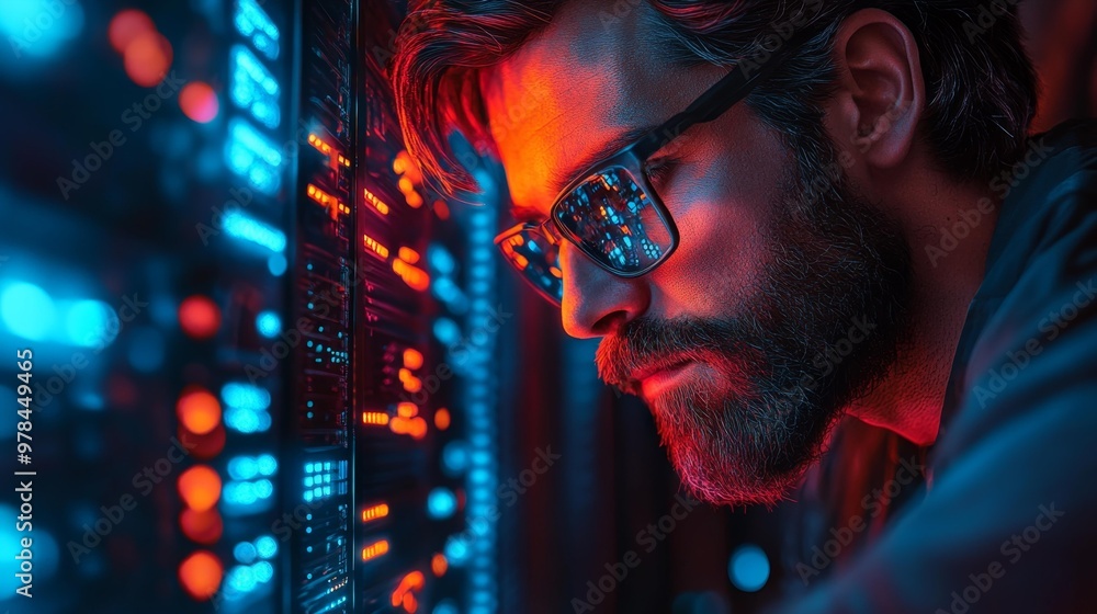 Cybersecurity expert working in a data center Generative AI Cybersecurity expert working in a data center Generative AI