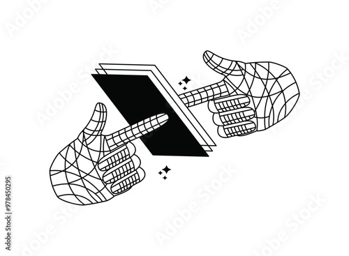 multiverse hologram hands with mobile