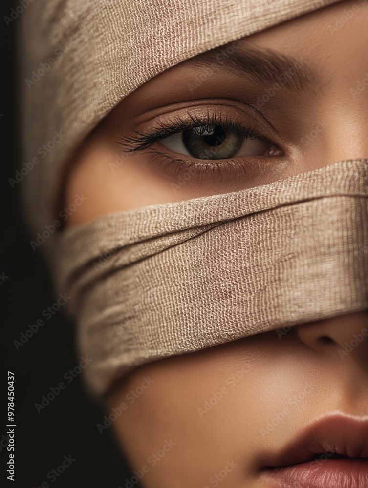 Captivating Veiled Female Portrait with Alluring Gaze Captivating Veiled Female Portrait with Alluring Gaze