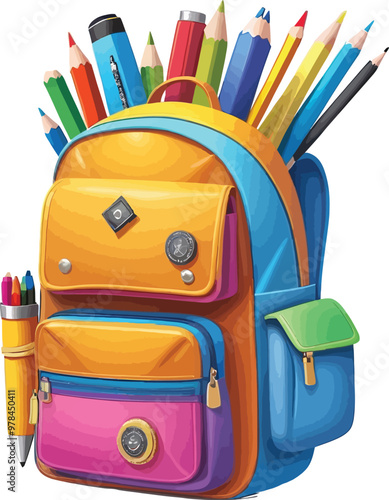 Back to school with school bag and others element illustration