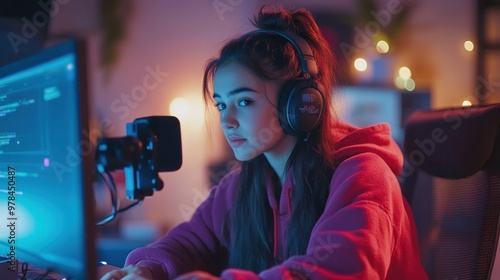 Young Woman Gamer Streaming