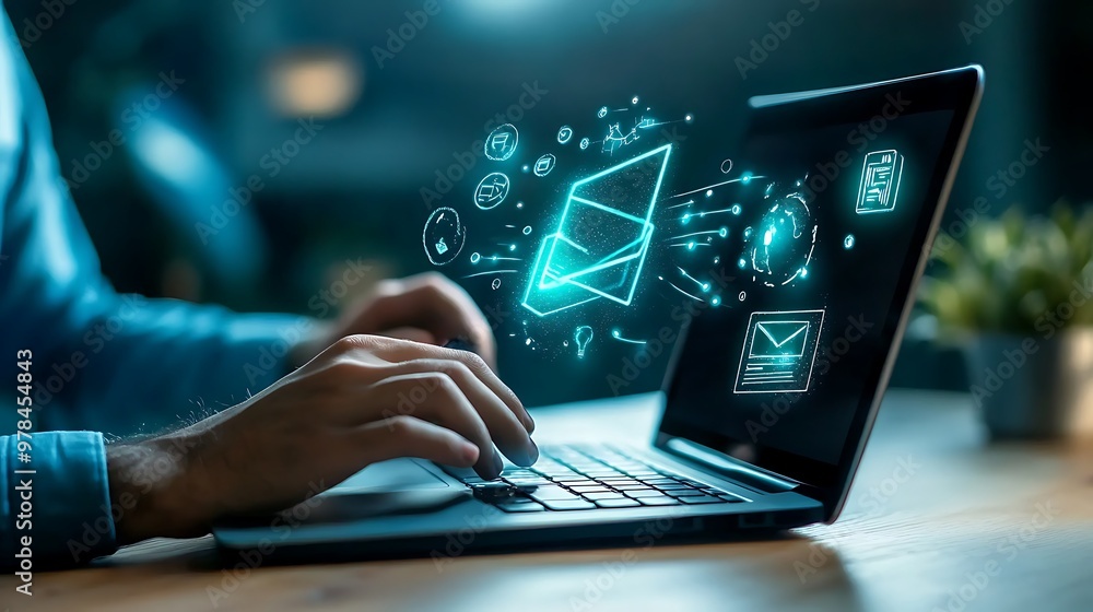 Business Professional Using Laptop for Online Education and E Learning Concept Business Professional Using Laptop for Online Education and E Learning Concept