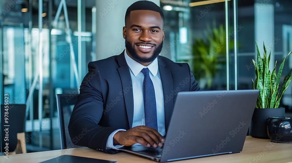 Business Professional Using Online E Learning Platform on Laptop Business Professional Using Online E Learning Platform on Laptop
