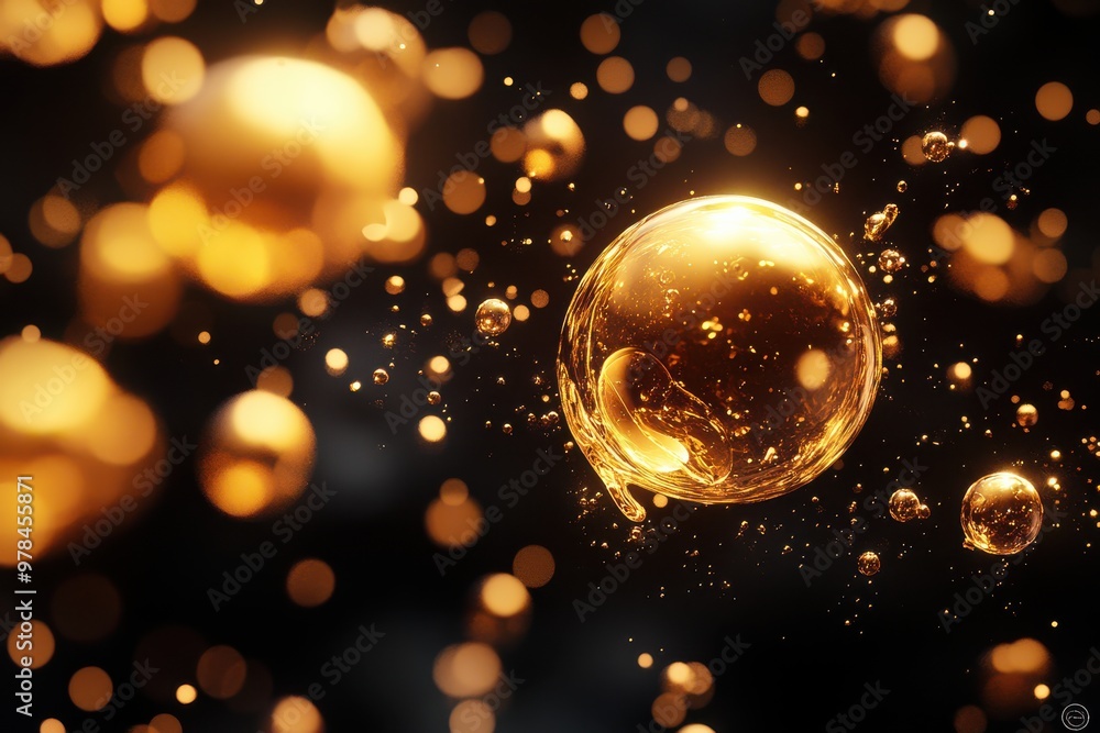 Black and Gold Metallic Liquid Bubbles Black and Gold Metallic Liquid Bubbles