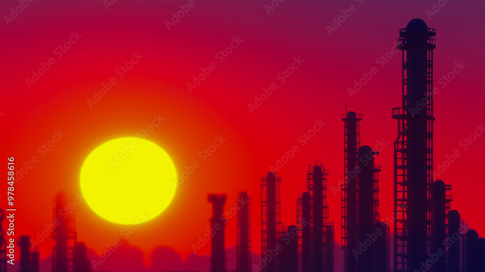 Industrial Sunset: A Fiery Sky Industrial Sunset: A Fiery Sky