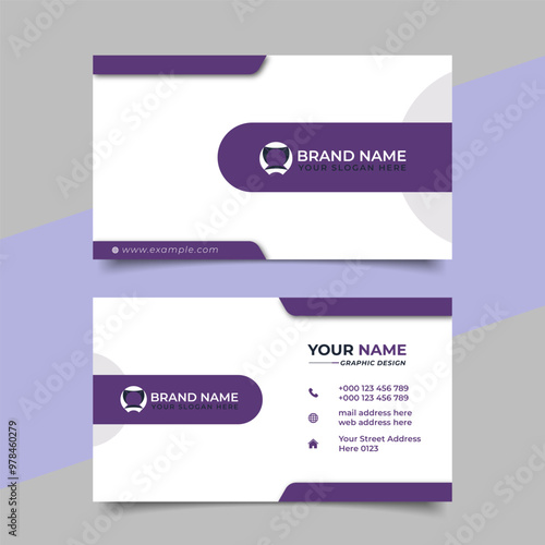 Creative modern purple business card design, name card corporate visiting card and simple clean template vector design
