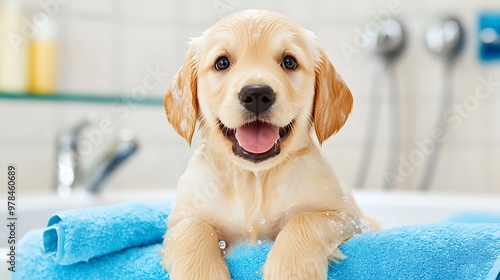 Caring for a Canine A Playful Puppy s Bathing Routine  photo