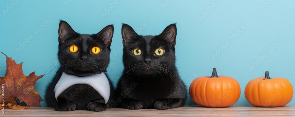Black cat dressed as a ghost with glowing eyes, ghost cat, spooky Halloween cat portrait Black cat dressed as a ghost with glowing eyes, ghost cat, spooky Halloween cat portrait