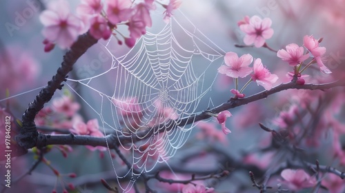 beautiful spider web on the tree