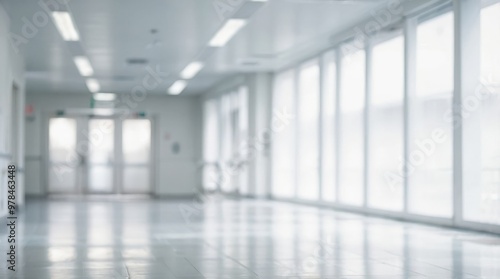 Wallpaper Mural Blur image background of hospital clinic corridor empty hallway glass window ceiling door healthcare Torontodigital.ca