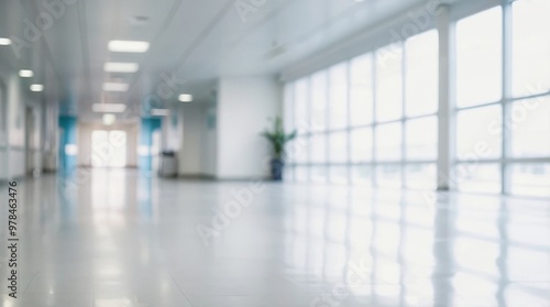 Wallpaper Mural Blur image background of hospital clinic corridor empty hallway glass window ceiling door healthcare Torontodigital.ca
