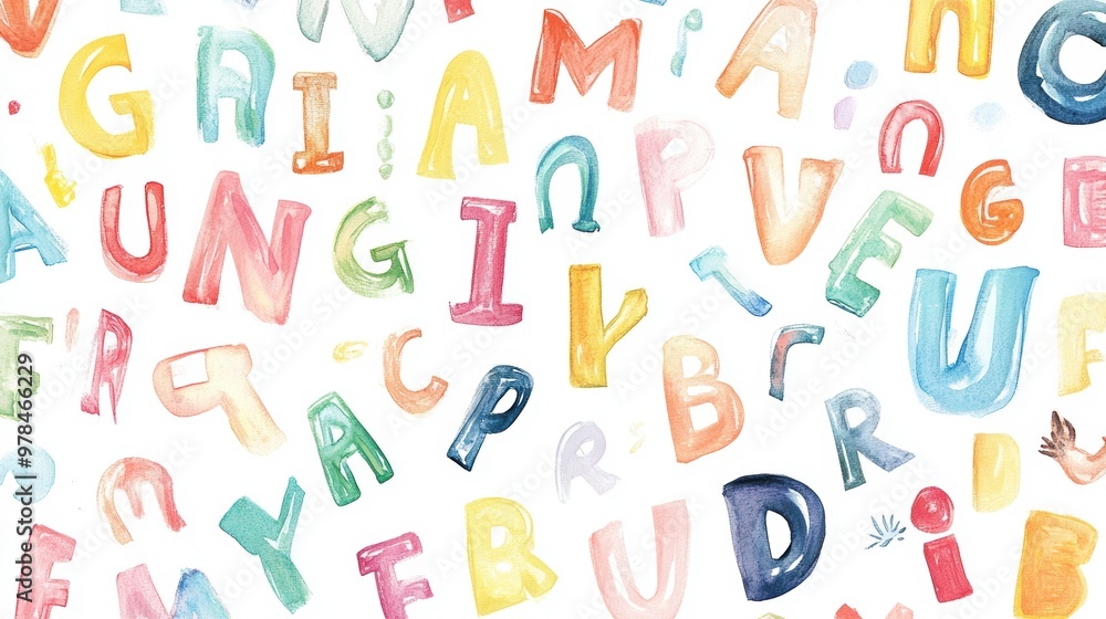 Watercolor Alphabet Pattern. Watercolor Alphabet Pattern.