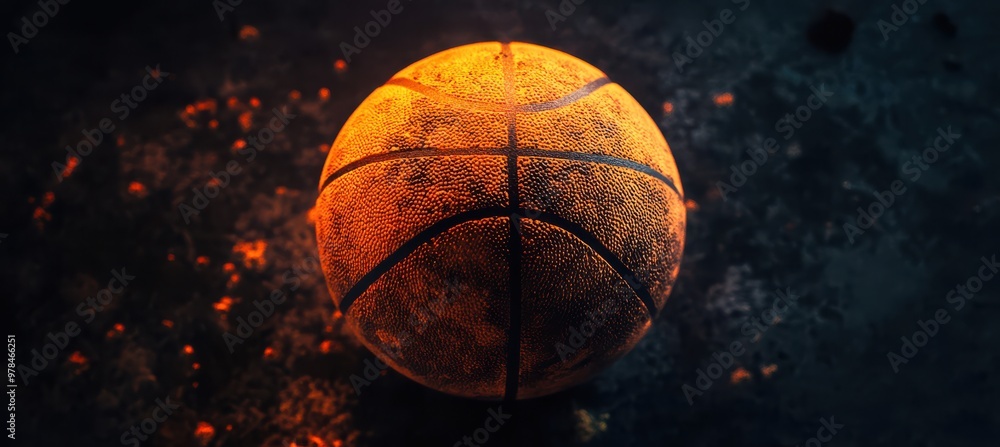 Orange Basketball with Textured Surface on Dark blurred Background. Orange Basketball with Textured Surface on Dark blurred Background.