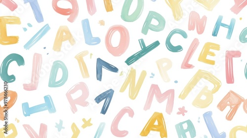Watercolor Alphabet Pattern.