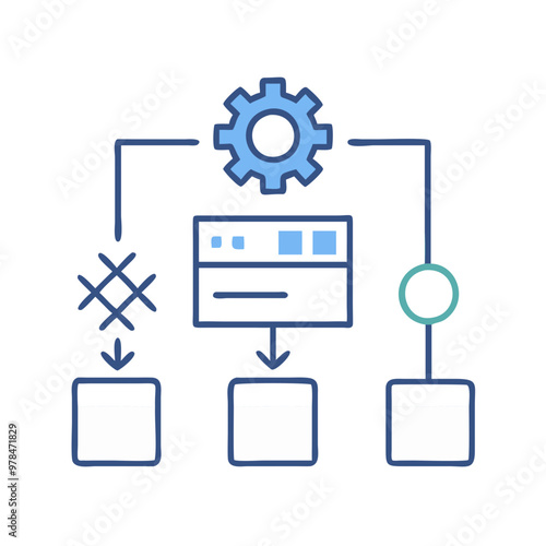 system automation flowchart, a set of icons for the web , a social network concept