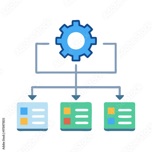 system automation flowchart, a set of icons for the web , a social network concept