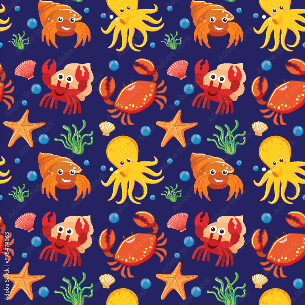 Colorful Underwater Sea Creatures Pattern Colorful Underwater Sea Creatures Pattern