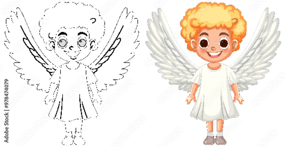 Fototapeta premium Cute Angelic Child Illustration