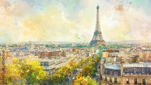 Fototapeta Naklejka Na Ścianę i Meble -  Eiffel Tower Paris View.