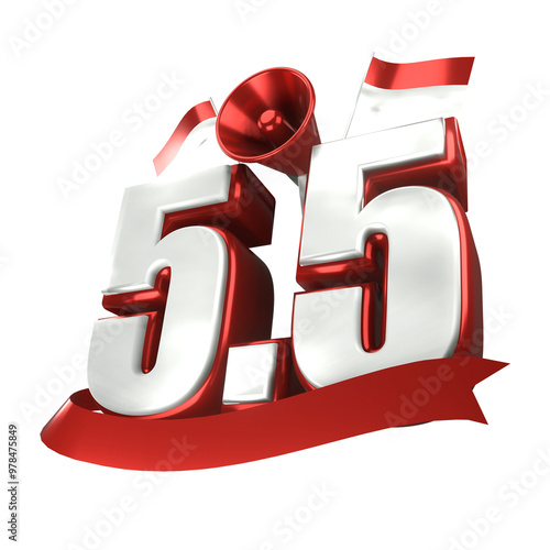 3D shopping day 55 promotion sign 3d isolated for five day of five month photo