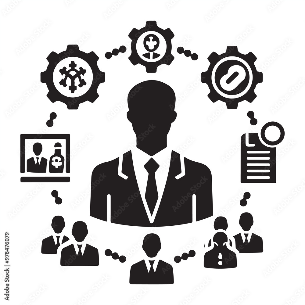 Human resources icon silhouette on white background
Human resources icon silhouette on white background
