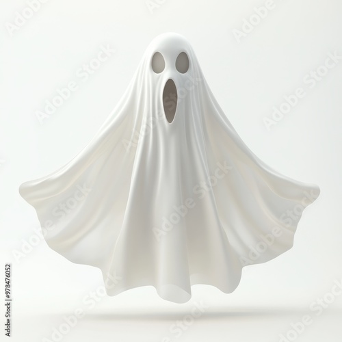 A ghostly figure with an open mouth is floating in the air